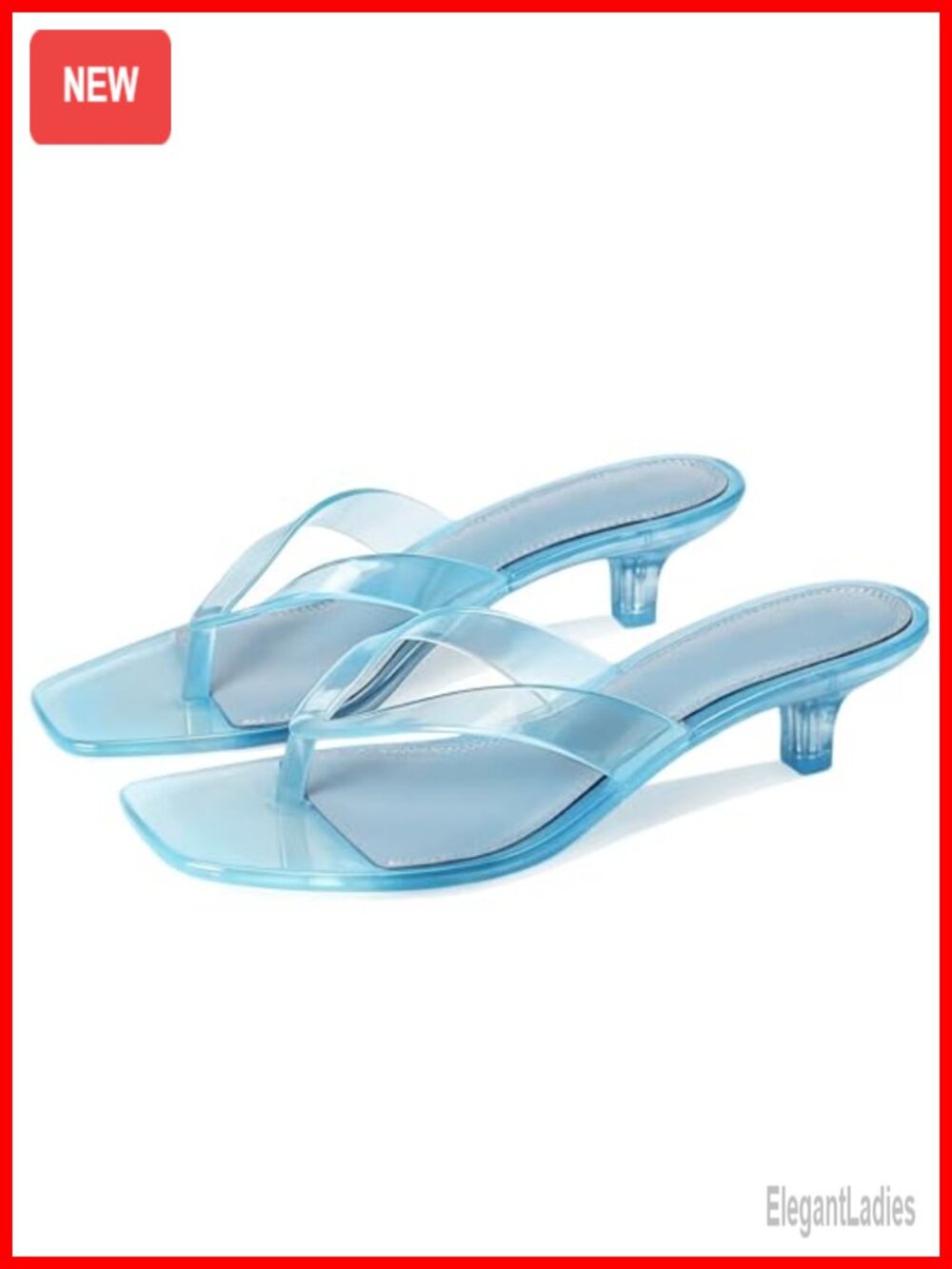 Jelly Thong Sandals Clear Flip Flop Kitten Heels Sandals for Women